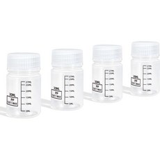밀폐 캡 8온스250ml 식품 등급 와이드 입 액체 용기 물 샘플 실험실 시약 액체 혼합용 재사용 가능한 HDPE 등급 플라스틱 병투명 4개이 포함된 DEMORA 플라스틱 병, Clear, 1oz/30ml