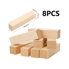 참나무 조각 블록 4/8/12 면도 - 대형 1"х1"x4" 공예 Bassw, 01 8pcs