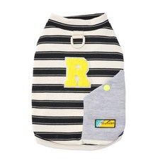 R-POCKET 강아지 티셔츠 사이드포켓 스트라이프 디자인 리드고리 포함, 1개, 블랙