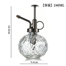 玻璃噴壺 歐式雕花設計, 1個, 透明白噴壺,灰色塑料電鍍噴頭, 透明白