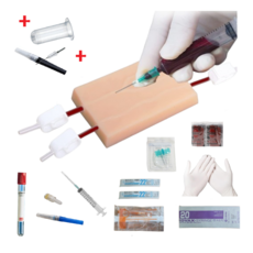 [정맥주사+진공채혈 로켓 퍼팩SET] 본품(튜브내장모형&부속클램프5개) + IV연습 소모품12종 완벽 구성(정맥주사카테터 적색색소 베큠 어댑터 진공채혈관 외), 1세트