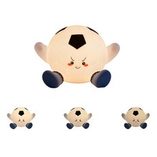 충전식 침대 옆 램프 색상 변경 야간 조명 실리콘 만화 축구 모양 조명 선물 성인 남성 남성용과 호환 가능, 1개, 따뜻한 빛