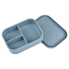 莫蘭迪矽膠餐盒, (三格)淺灰藍, 1個