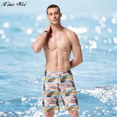 聖手 大男七分海灘泳褲 南洋風葉子圖