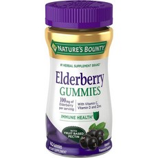 네이쳐스바운티 Nature's Bounty Elderberry Gummies Support Contains Vitamin A C D E and Zinc 40 Gumm, 1개, 40정