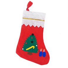 Yomio 聖誕襪, 35公分不織布繡花聖誕襪（多款隨機）, 1個, 紅色