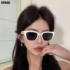 DFMEI 貓眼墨鏡女款高級感顯臉小方圓臉黑色復古歐美風太陽眼鏡