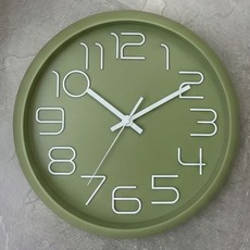 생활해랑 모던 심플 무소음 벽시계 30cm 감성 인테리어 시계, 올리브 그린