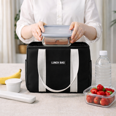 마니모아 보온 보냉 방수 대용량 도시락 가방, 1개, 블랙