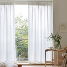 쁘리엘르 셀프 높이조절형 도톰 차르르 쉬폰 나비주름 커튼 속커튼 창형 거실형 봉집형 벨크로형 핀형, 7.베이직 봉집형