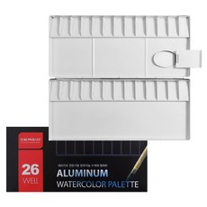 알루미늄 수채화팔레트 전문가용 세르지오 미술 그림 야외 화방, 1개, 26칸