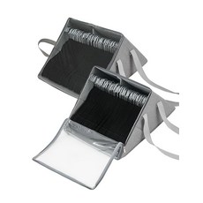 Qozary 엉킴 없는 직립 옷걸이 정리함 가방 2팩 - 옷장 세탁실용 투명 커버가 있는 이중 칸 행거 보관 용기 휴대용 손잡이가 있는 접이식 정리함