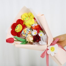 스마일꽃 롤리팝 킨더조이 꽃다발, 레드옐로우