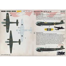 11932414 프라모델 비행기 헬리콥터 모형 항공기 헬기 전투기 미니어처 프린트 스케일 72-329 1/72 돌니에 bDo-217K Mb 완전 세트