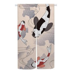 ChloropLastid Japanese Koi Fish Noren Doorway Curtain Asian Style Window Treatment Tapestry Wall H