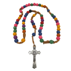 십자가 묵주 목걸이 천주교 성물 장미장식 핸드메이드, 1개, 믹스