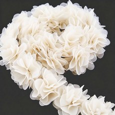 1m 시폰 레이스 원단 스트랩 장식 꽃 리본 공예품 부직포 받침대, 1개, beige 1개, beige