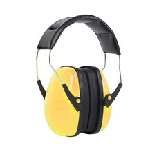 降噪耳罩隔音耳罩 安全耳罩 噪音耳罩耳罩工作耳罩 抗噪耳罩防譟音耳套降噪消音耳機睡覺學生工廠頭戴式防護打呼嚕送耳塞, 1個, 輕便加强黃色耳罩