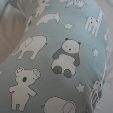 棉床本舖 二層紗新月孕婦枕 多功能舒壓枕 人體工學香蕉枕 月亮枕 台灣製, 【單買】新月枕套乙個(藍色熊貓)