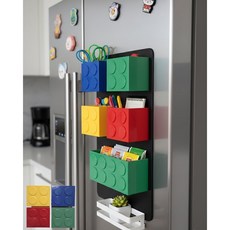 모던시스터즈 현관문 냉장고 자석 수납함 레고 컬러 블럭 수납장 리모컨정리, 혼합4종, 1개