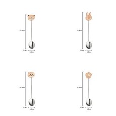 有感選物 可愛木質不銹鋼水果叉匙組 甜點叉 咖啡攪拌匙, 1個, 白楓木-小湯匙,兔子