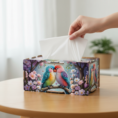 융풍 보석십자수 휴지케이스 집들이선물 티슈케이스 DIY, 1개, 작은 새 두 마리.