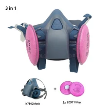 7502 실리콘 호흡기 가스 마스크 에폭시 먼지 페인트 유기 포름알데히드 용접 연삭 2097 필터 고글 세트 포, 09 3in1-2097