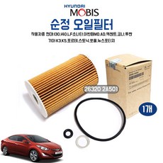 K3 K5 뉴스포티지 쏘울 오일필터 1개 모비스 순정 263202A501 오일휠타 국내산 디젤오일필터