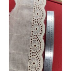 純棉花朵波浪花邊 6公分米白色縫紉手工材料, 花朵款 棉布花邊（1碼）