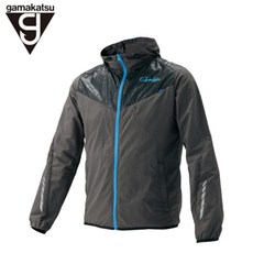 Gamakatsu GM-3561 防風連帽夾克 (黑色/黑灰色) 防曬 驅蟲外套 百有釣具, 黑LL(綠拉鍊)