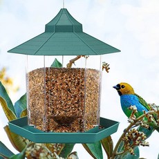 AOHAO 야외 발코니 걸이식 먹이기 bird feeder 새 모이통, 그린, 1개