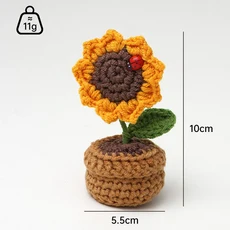 포지티브 에너지 크로셰 해바라기 인형 미니 선인장 재미있는 선물 수제 니트 장식 가정 사무실, 6) C-03