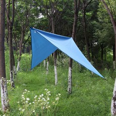 UV차단 방수코팅 렉타타프 야외그늘막 비박플라이 텐트가림막, _블루