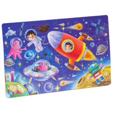 卡通拼圖 兒童益智玩具 趣味拼圖 鐵盒裝, 【60片】外太空, 1個, 60片