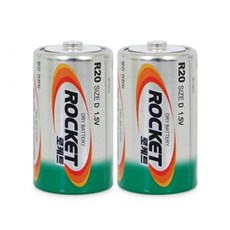 로케트 망간 건전지 R20 2개입 1.5V 사이즈D (대) 3cmx6cm