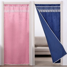 布藝門簾 遮光隔斷簾 家用空調臥室衛生間廚房試衣間 免打孔窗簾裝飾, 遮光-紫色送杆,寬100ccm*高200cm雙面