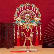 婚禮團扇 手工古風喜扇 婚禮遮面扇, 紅色2311,材料包送樹脂小扇架, 1個
