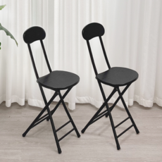 헤임아로 등받이 간편 접이식 폴딩 의자, 블랙, 2개