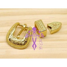 安提帕斯手工皮革1001雕花三件式小皮帶頭(金色10mm), 1個