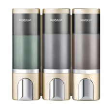 호텔 욕실 디스펜서 무타공 주방 샴푸통 고급 물비누 벽걸이 500ml, 3개, 루미스 골드