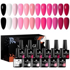 MSRUIOO 누드 핑크 젤 폴리쉬 12가지 색상 네일 세트 라이트 베이비 화이트 블랙 아트 디자인 매니큐어 키트 여성용 선물 8ml