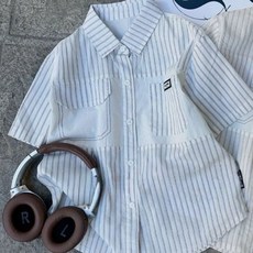 LC.kids 設計感細直紋男童短袖襯衫