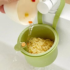 유유라키 싱크대 거치형 다용도 음식물 거름망 수세미 거치대 배수 바스켓, 그린, 1개