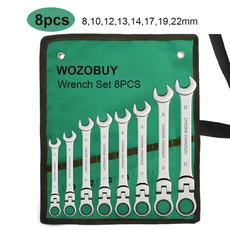 유연한 래칫 조합 렌치 세트 키 스패너 메트릭 수공구 운반 가방이 있는 자동차 수리 도구, 04 8 pcs(8-22mm), 01 CN