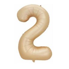 32/40 인치 크림 캐러멜 큰 숫자 호일 풍선 0 1 2 3 4 5 6 7 8 9 공 화이트 컬러 웨딩 생일 파티 장식 베이비 샤워, 32인치, Caramel number 2