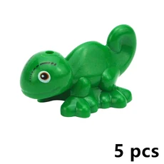 MOC 시티 동물 시리즈 정장 귀여운 갈매기 펭귄 오리 치킨 고양이 돼지 토끼 빌딩 블록 교육 완구 어린이, 50 트랜스 브라이트 그린