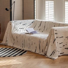 HAROO 단색 심플 소파커버 푹신푹신 두껍다 2인용 3인용 4인용 패브릭 쇼파커버, Star Mark Black, 1개