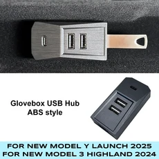 신형 모델 Y 런칭 주니퍼 3 하 글로브박스 USB 허브 타입-C 포트 분배기 도킹 스테이션 데이터, 02 ABS yle