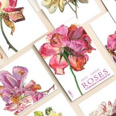 留言明信片臨摹卡片32張高清畵作留言卡油畵作品羅西·桑德斯水彩花卉明信片－, 1個, 臨摹卡片32張高清畫作留言卡油畫作品羅西