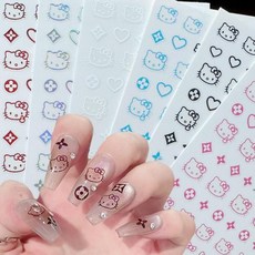 네일 스티커 6매입 키티 네일 파츠 네일 스티커 3D 네일 아트 귀여운 스티커 네일·페이스·스마트폰 케이스·핸드메이드 아이템·카드 DIY에 초보자에게 최적